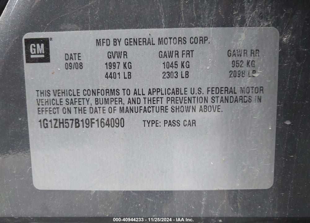 2009 CHEVROLET MALIBU LT VIN: 1G1ZH57B19F164090