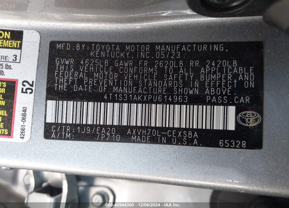 2023 TOYOTA CAMRY SE HYBRID VIN: 4T1S31AKXPU614963