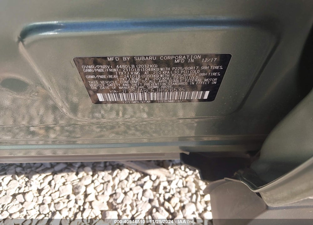 2018 SUBARU FORESTER 2.5I VIN: JF2SJABC5JH526535