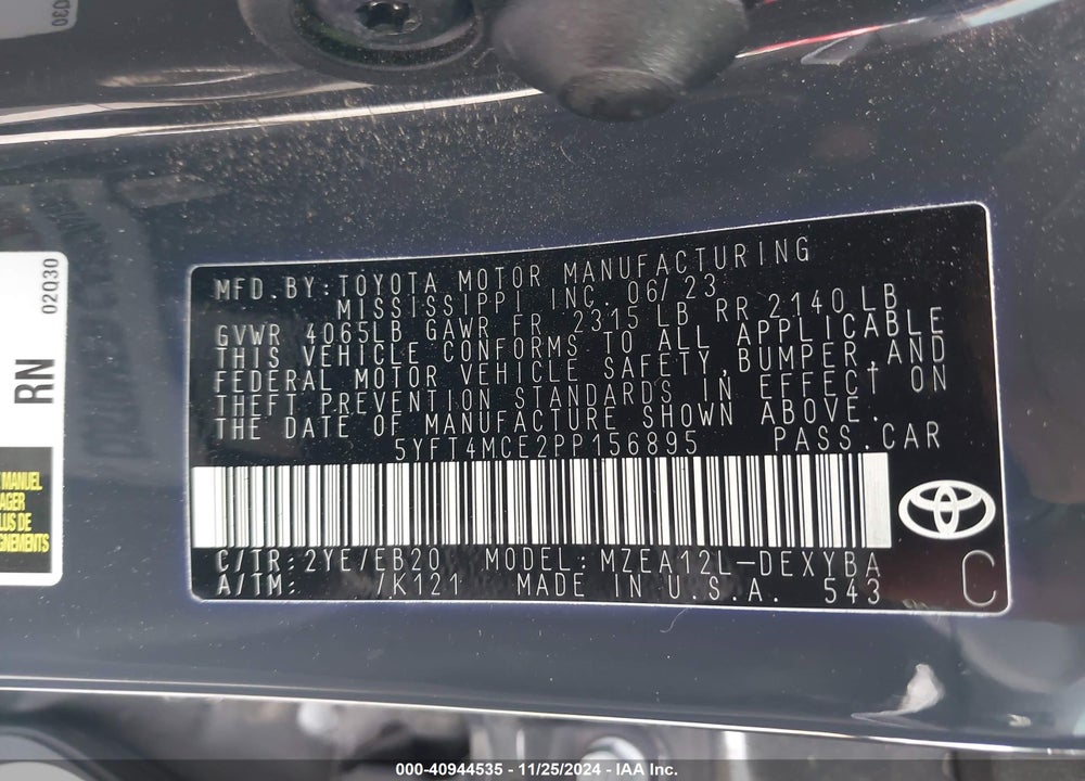 2023 TOYOTA COROLLA XSE VIN: 5YFT4MCE2PP156895