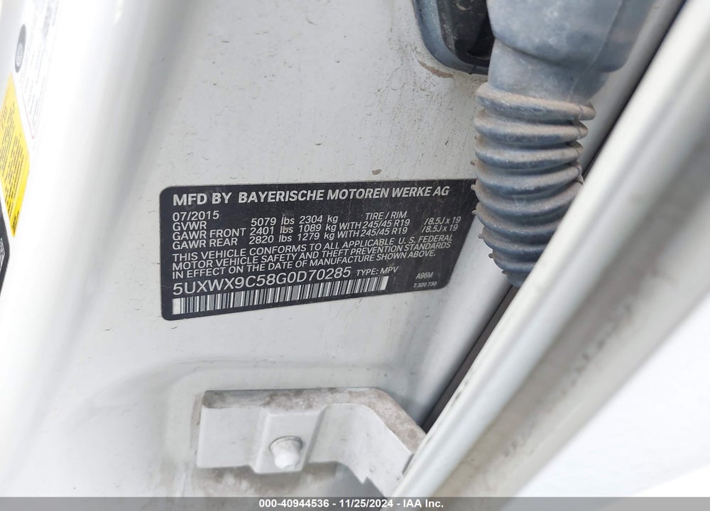 2016 BMW X3 XDRIVE28I VIN: 5UXWX9C58G0D70285