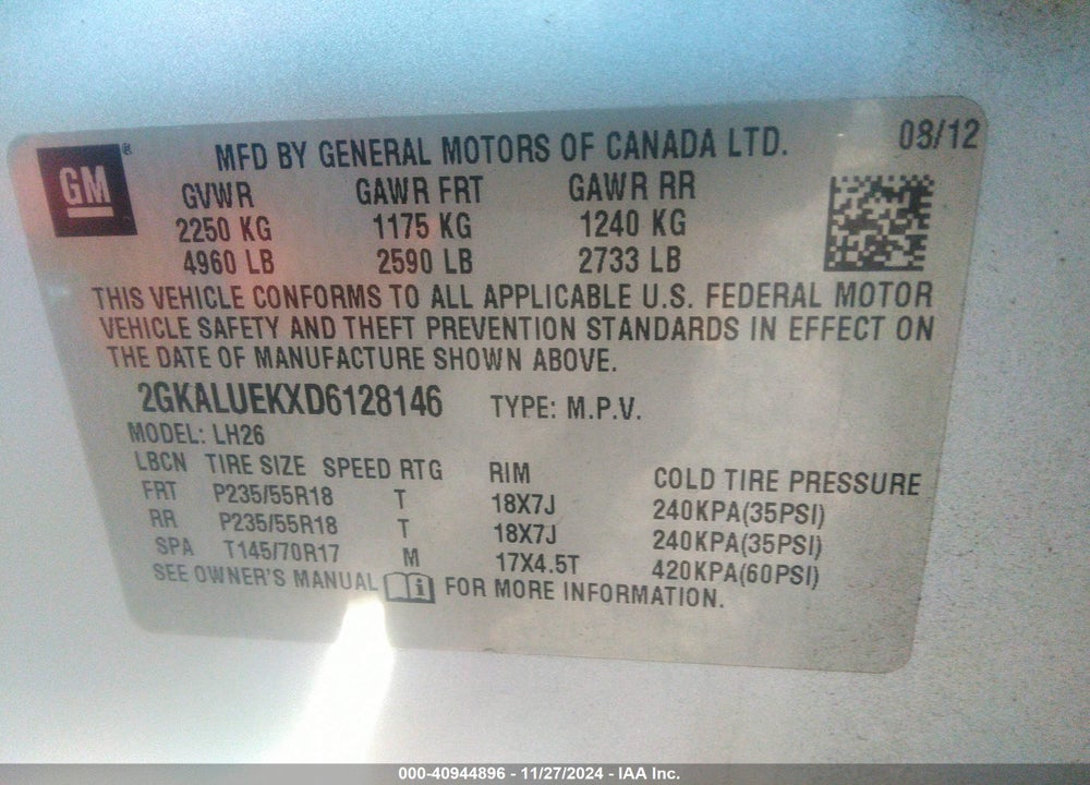 2013 GMC TERRAIN SLT-1 VIN: 2GKALUEKXD6128146