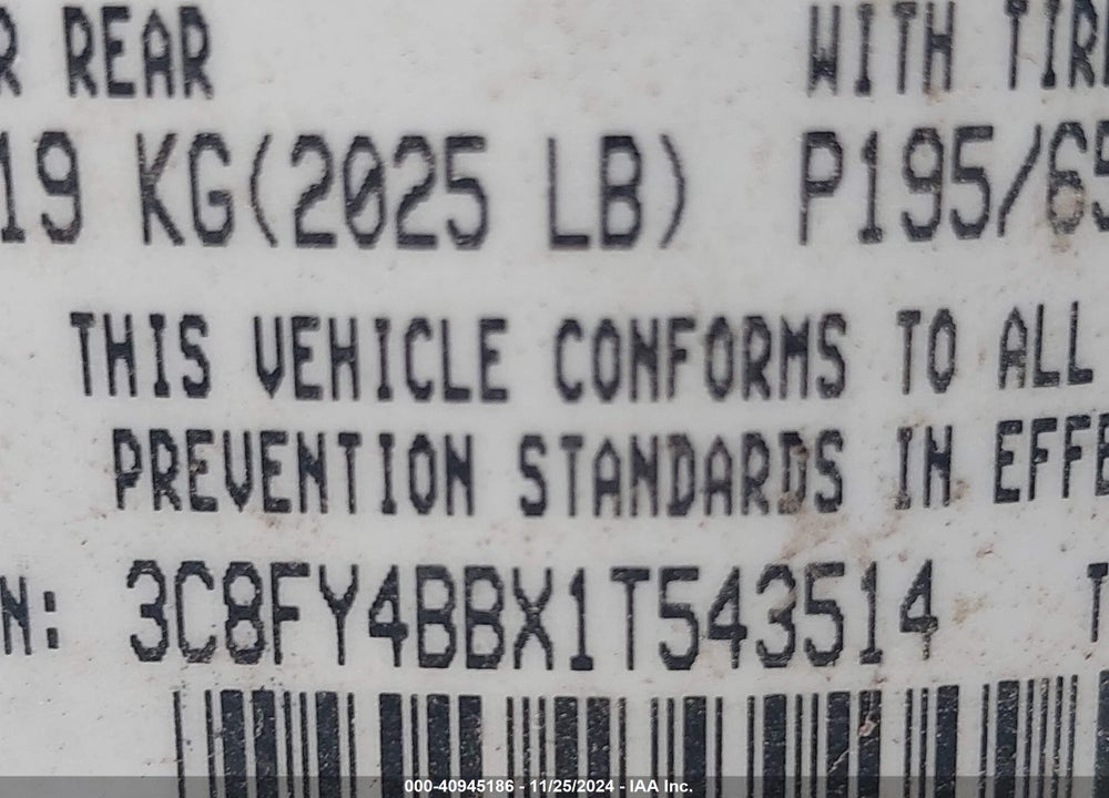 2001 CHRYSLER PT CRUISER VIN: 3C8FY4BBX1T543514