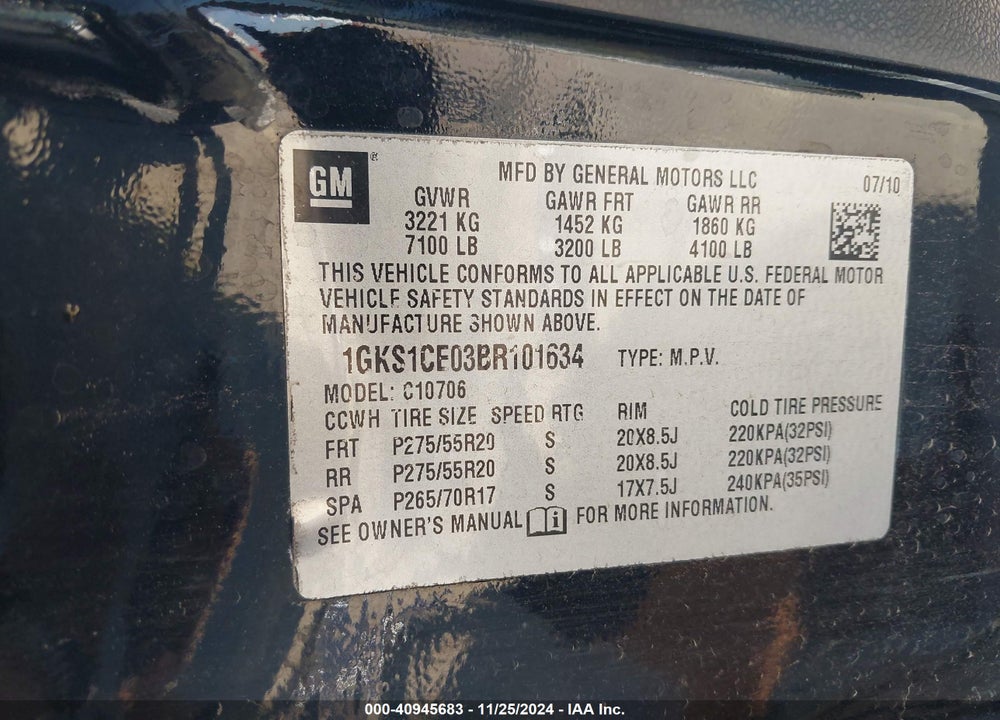 2011 GMC YUKON SLT VIN: 1GKS1CE03BR101634