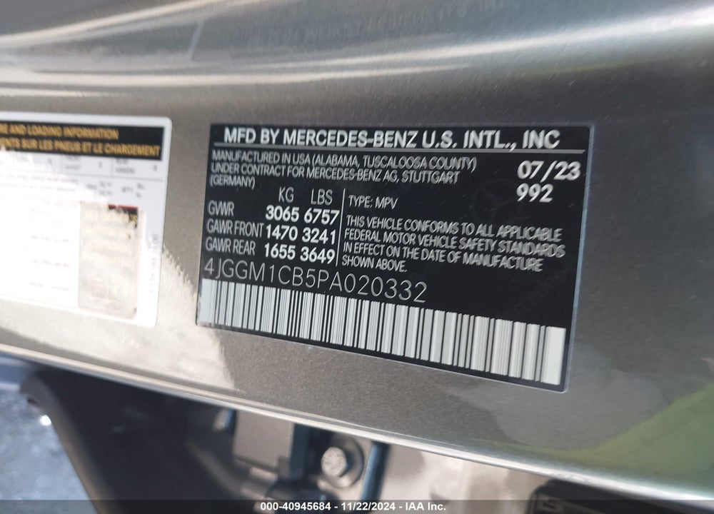 2023 MERCEDES-BENZ EQE 350 SUV 4MATIC VIN: 4JGGM1CB5PA020332