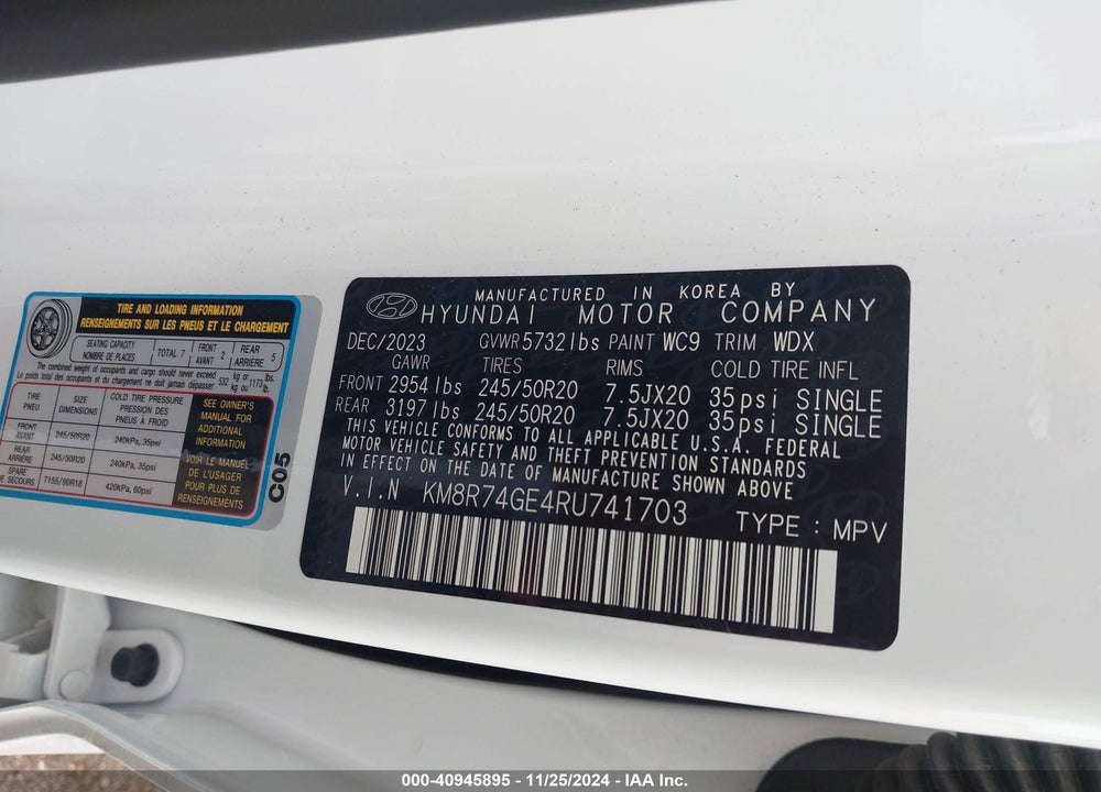 2024 HYUNDAI PALISADE CALLIGRAPHY VIN: KM8R74GE4RU741703