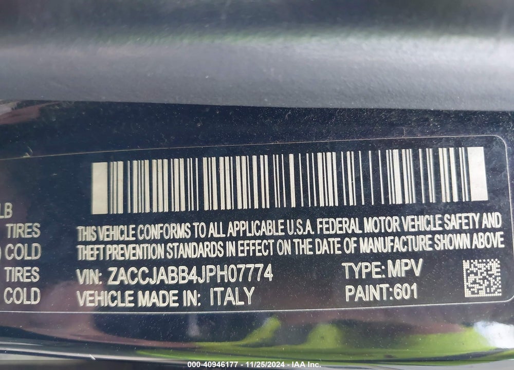 2018 JEEP RENEGADE LATITUDE FWD VIN: ZACCJABB4JPH07774