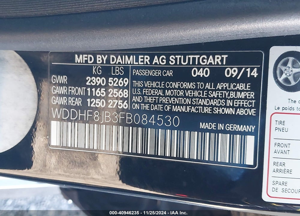 2015 MERCEDES-BENZ E 350 4MATIC VIN: WDDHF8JB3FB084530