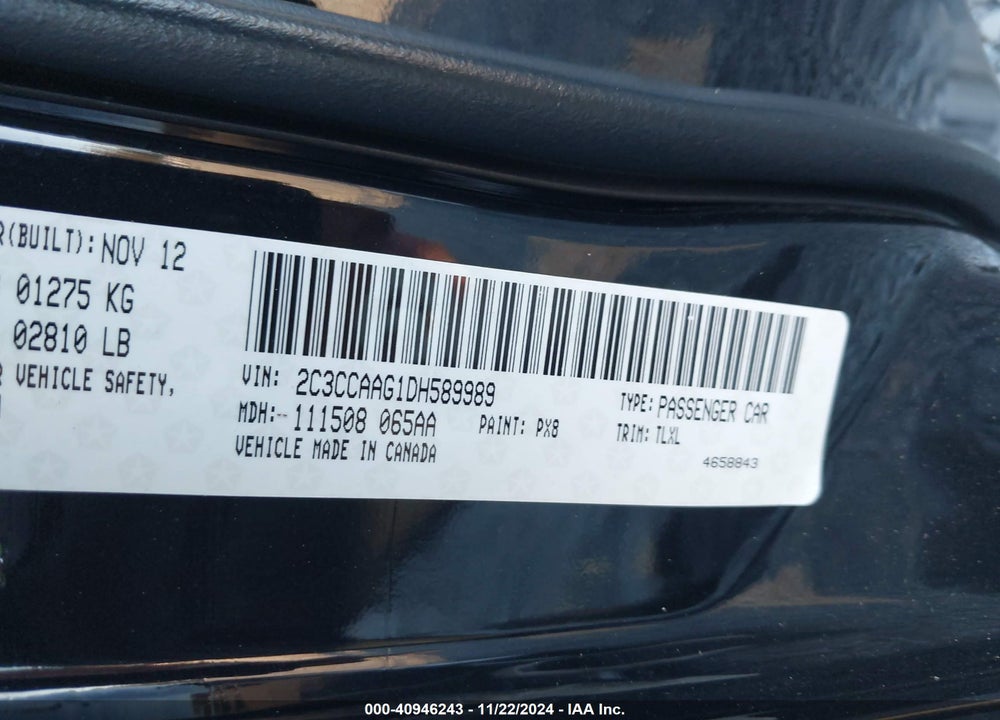 2013 CHRYSLER 300 MOTOWN VIN: 2C3CCAAG1DH589989