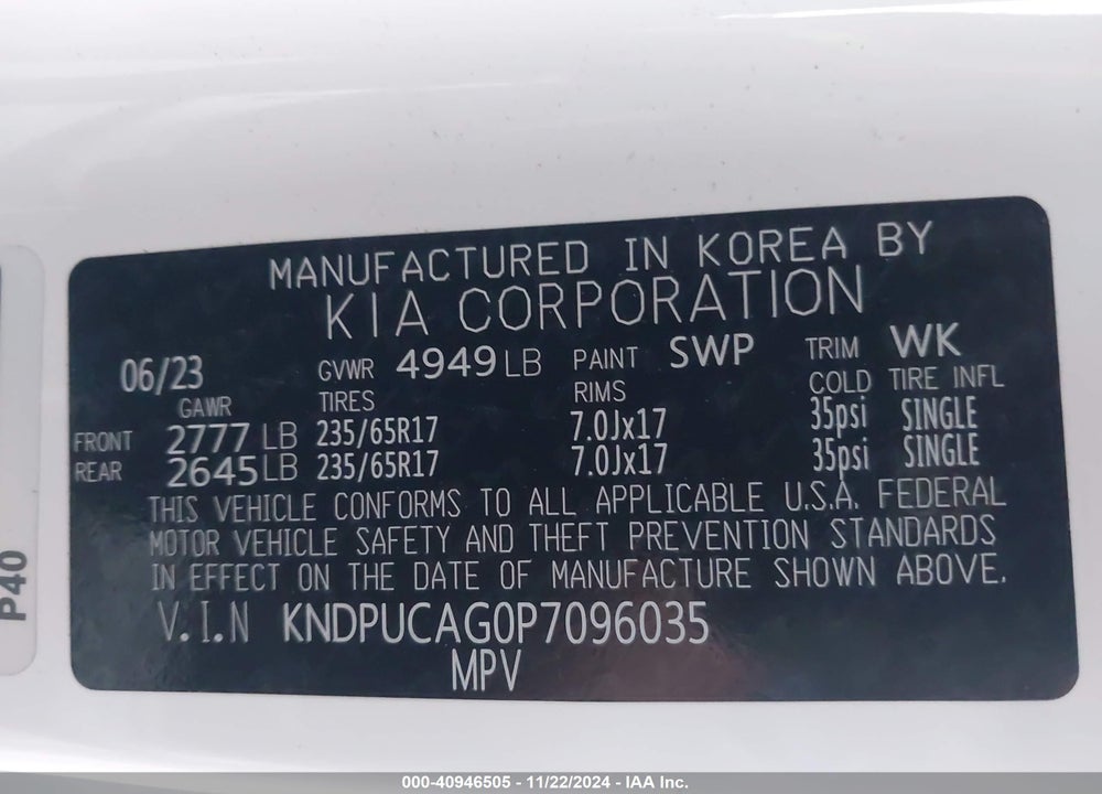 2023 KIA SPORTAGE HYBRID LX VIN: KNDPUCAG0P7096035