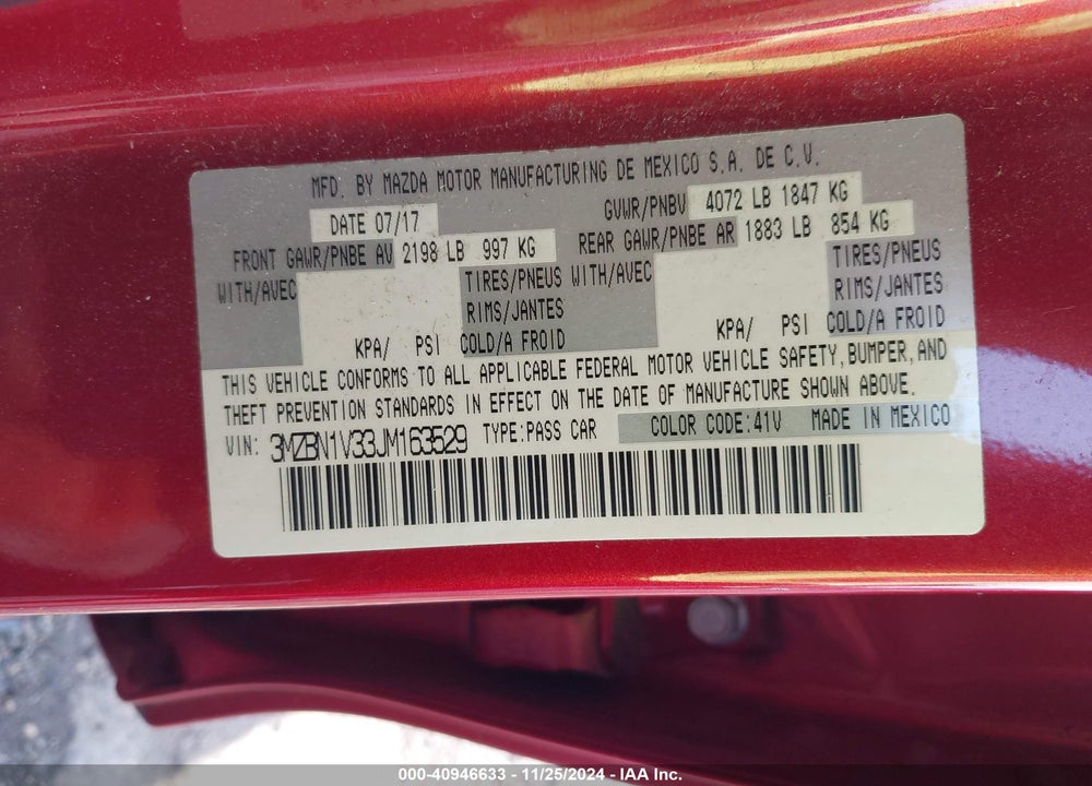 2018 MAZDA 3 TOURING VIN: 3MZBN1V33JM163529