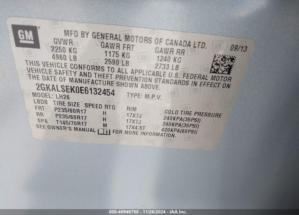 2014 GMC TERRAIN SLT-1 VIN: 2GKALSEK0E6132454