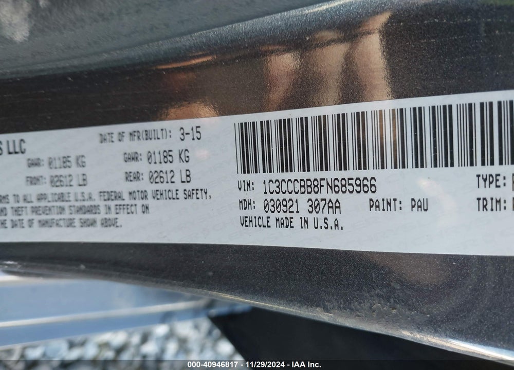 2015 CHRYSLER 200 S VIN: 1C3CCCBB8FN685966