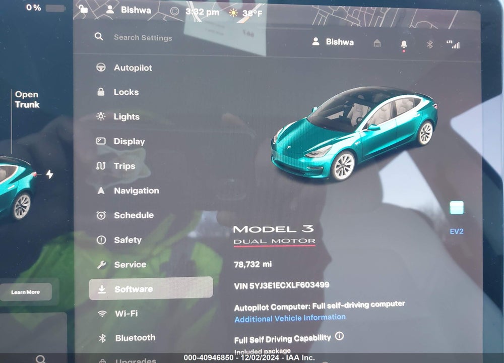 2020 TESLA MODEL 3 PERFORMANCE DUAL MOTOR ALL-WHEEL DRIVE VIN: 5YJ3E1ECXLF603499