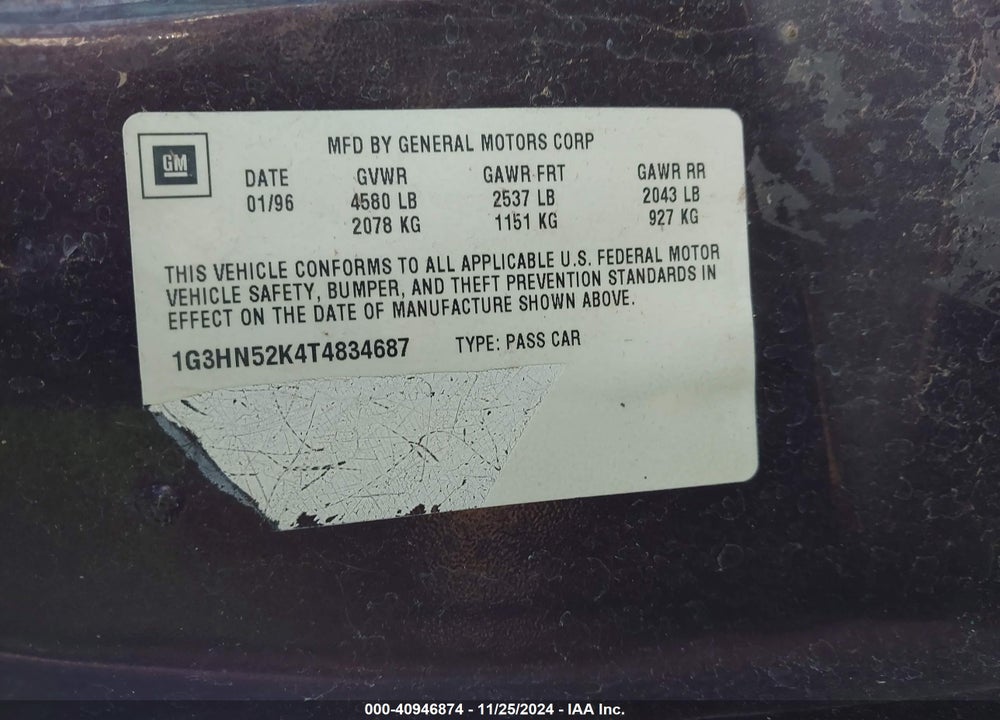 1996 OLDSMOBILE 88 LS VIN: 1G3HN52K4T4834687