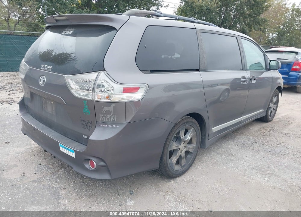 2012 TOYOTA SIENNA SE 8 PASSENGER VIN: 5TDXK3DC4CS201836