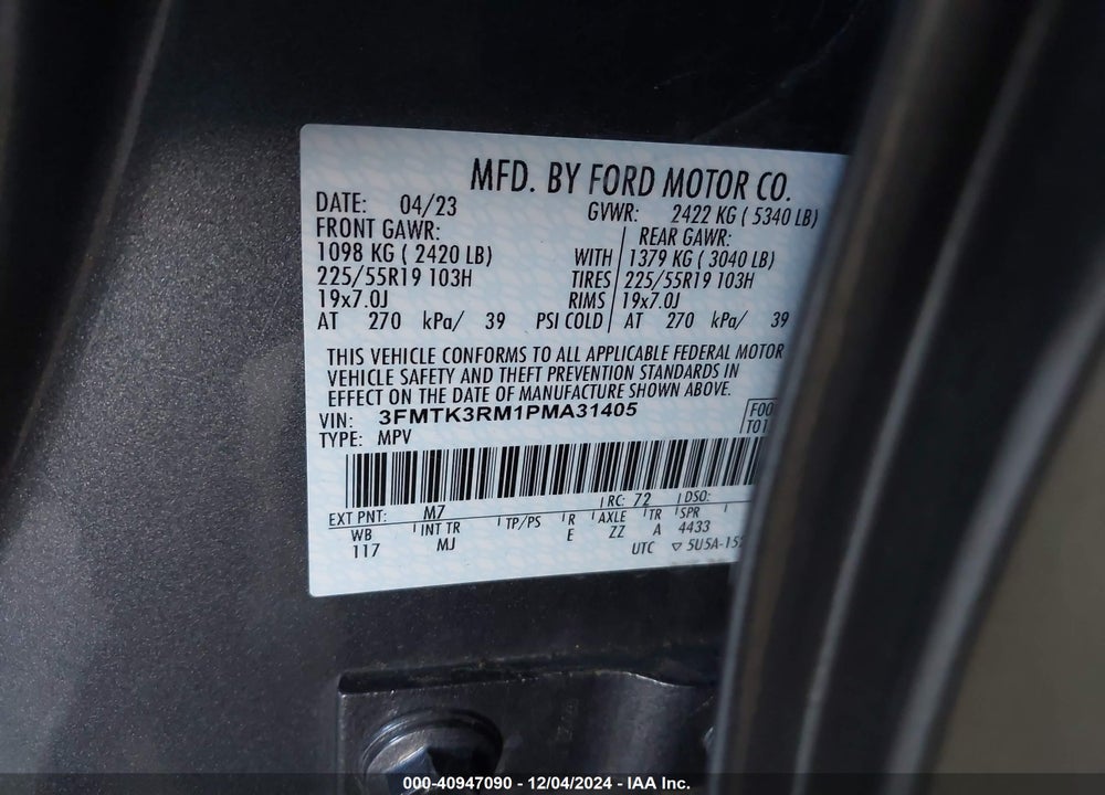 2023 FORD MUSTANG MACH-E PREMIUM VIN: 3FMTK3RM1PMA31405