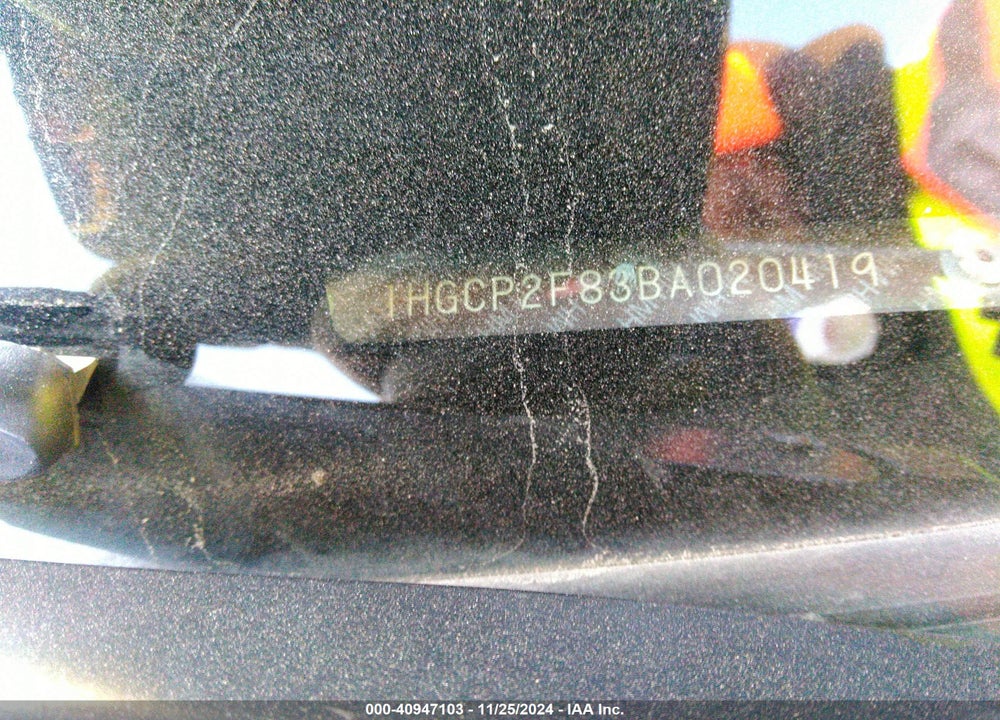 2011 HONDA ACCORD 2.4 EX-L VIN: 1HGCP2F83BA020419