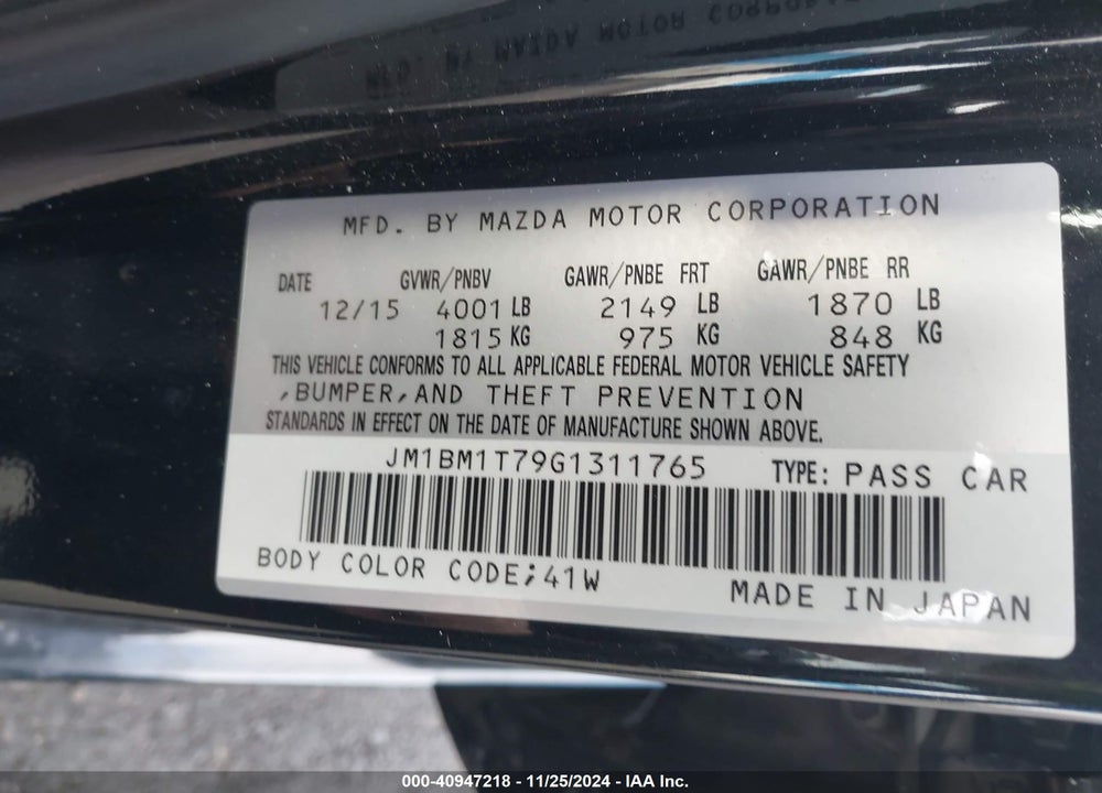 2016 MAZDA 3 I SPORT VIN: JM1BM1T79G1311765