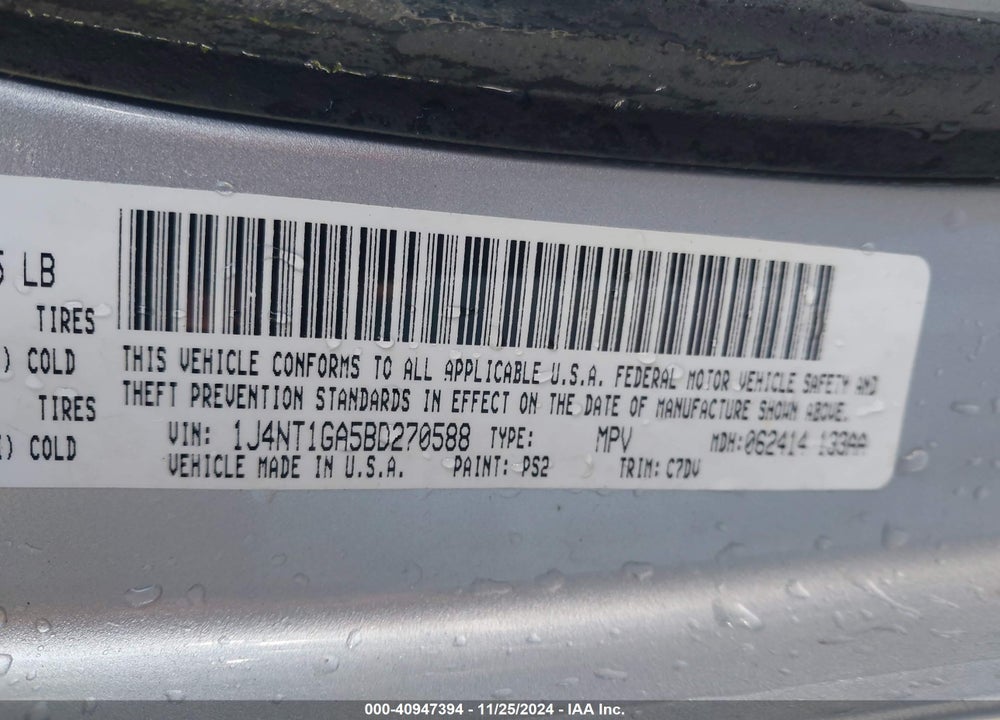 2011 JEEP PATRIOT SPORT VIN: 1J4NT1GA5BD270588