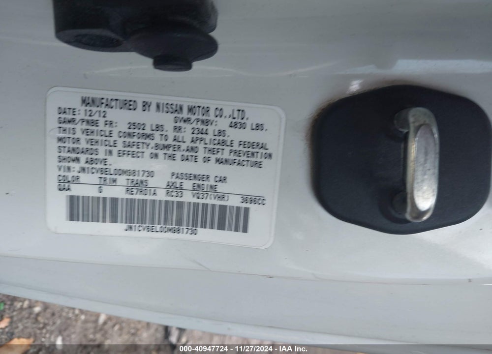 2013 INFINITI G37X VIN: JN1CV6EL0DM981730