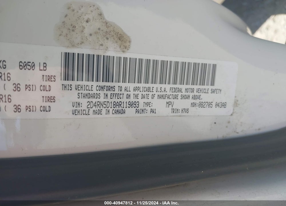 2010 DODGE GRAND CARAVAN SXT VIN: 2D4RN5D18AR119093