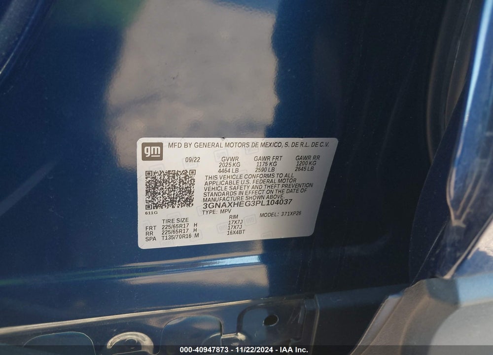 2023 CHEVROLET EQUINOX FWD LS VIN: 3GNAXHEG3PL104037