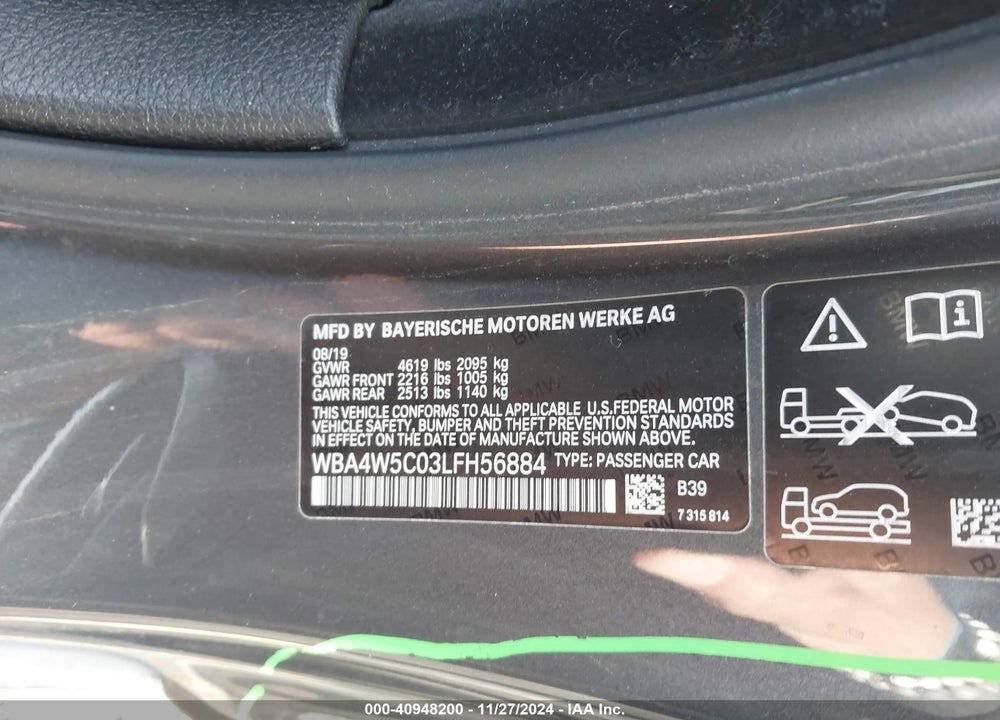 2020 BMW 430I XDRIVE VIN: WBA4W5C03LFH56884