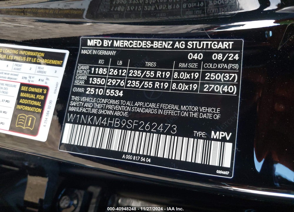 2025 MERCEDES-BENZ GLC 300 4MATIC SUV VIN: W1NKM4HB9SF262473