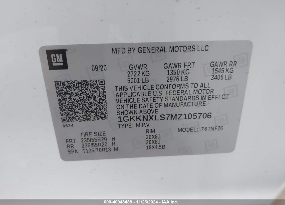 2021 GMC ACADIA AWD DENALI VIN: 1GKKNXLS7MZ105706