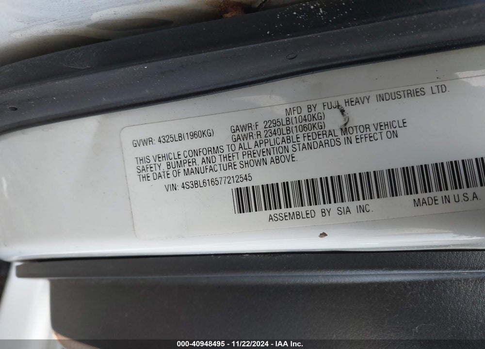 2005 SUBARU LEGACY 2.5I VIN: 4S3BL616157220154