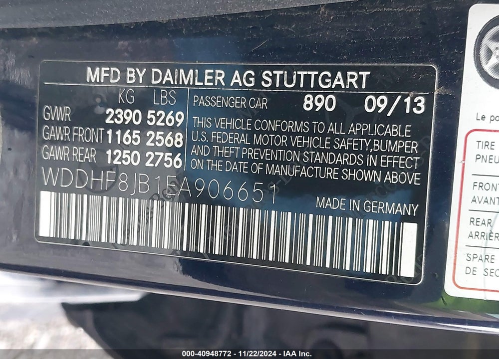 2014 MERCEDES-BENZ E 350 4MATIC VIN: WDDHF8JB1EA906651