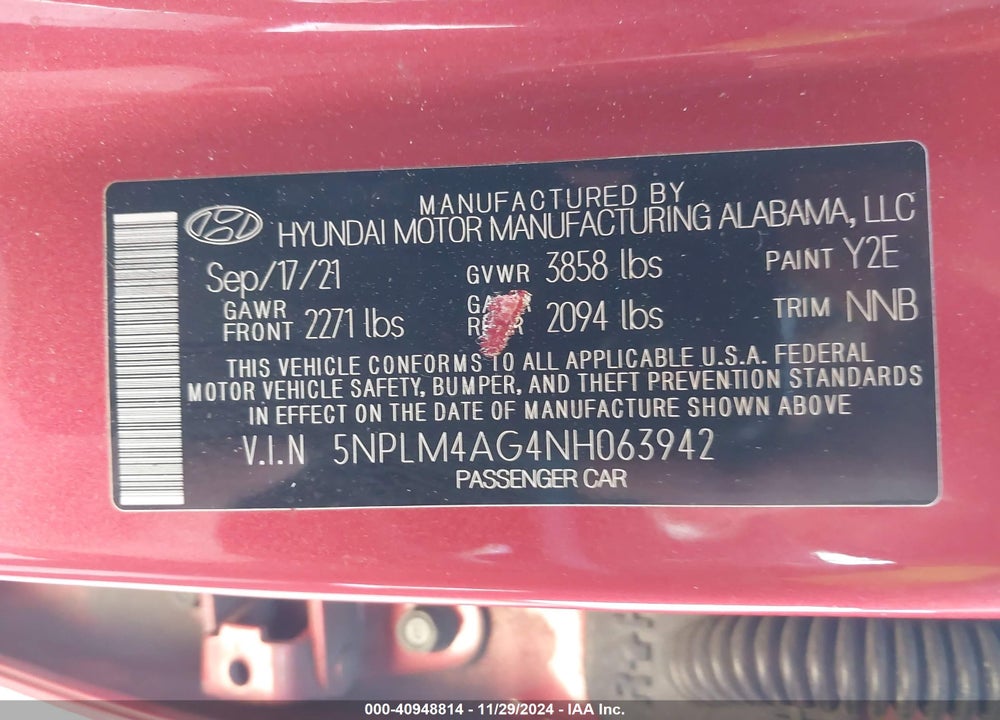2022 HYUNDAI ELANTRA VIN: 5NPLM4AG4NH063942