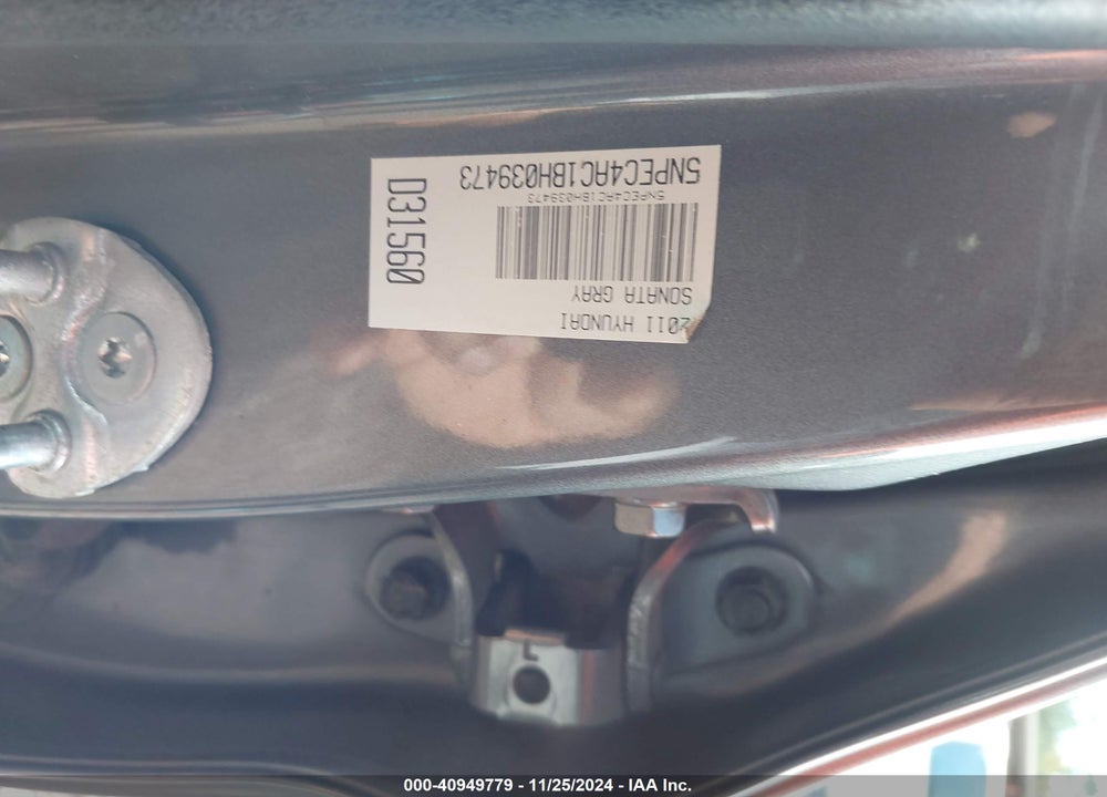 2011 HYUNDAI SONATA SE VIN: 5NPEC4AC1BH039473