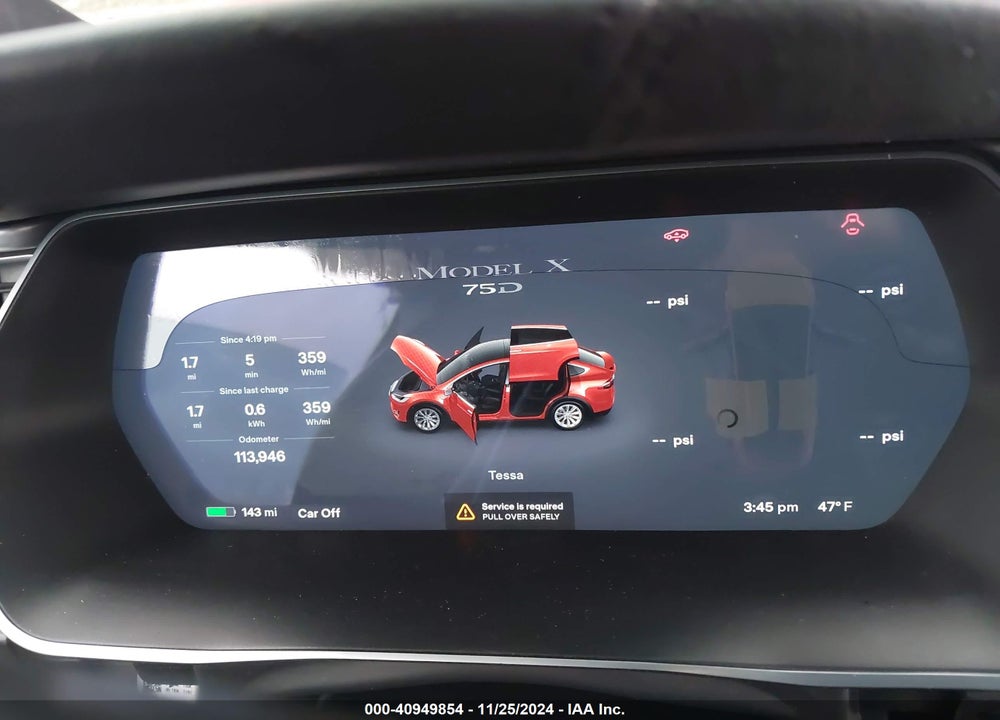 2016 TESLA MODEL X 60D/70D/75D/90D/P100D VIN: 5YJXCBE21GF021396