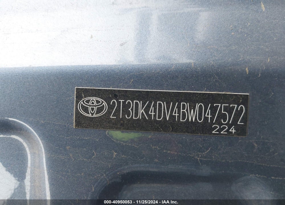 2011 TOYOTA RAV4 LIMITED VIN: 2T3DK4DV4BW047572
