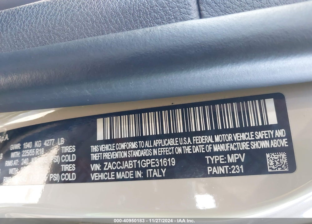 2016 JEEP RENEGADE 75TH ANNIVERSARY VIN: ZACCJABT1GPE31619