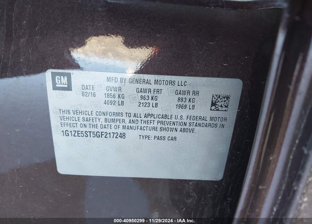 2016 CHEVROLET MALIBU 1LT VIN: 1G1ZE5ST5GF217248