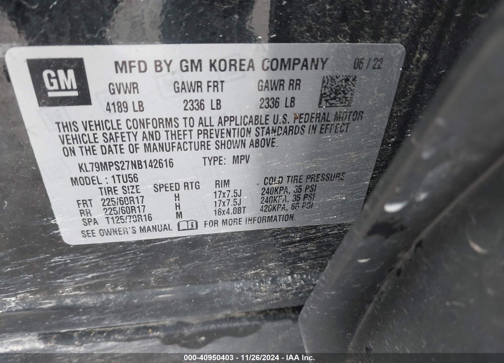 2022 CHEVROLET TRAILBLAZER FWD LT VIN: KL79MPS27NB142616