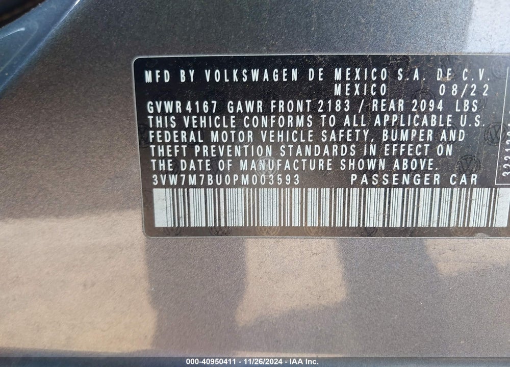 2023 VOLKSWAGEN JETTA 1.5T SE VIN: 3VW7M7BU0PM003593