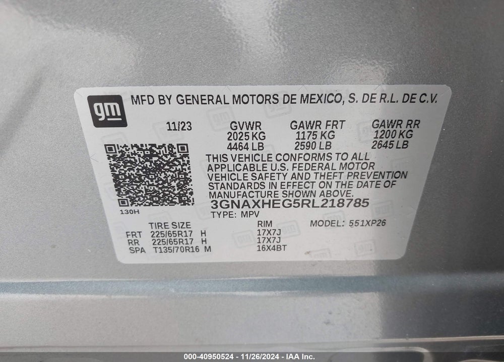 2024 CHEVROLET EQUINOX FWD LS VIN: 3GNAXHEG5RL218785
