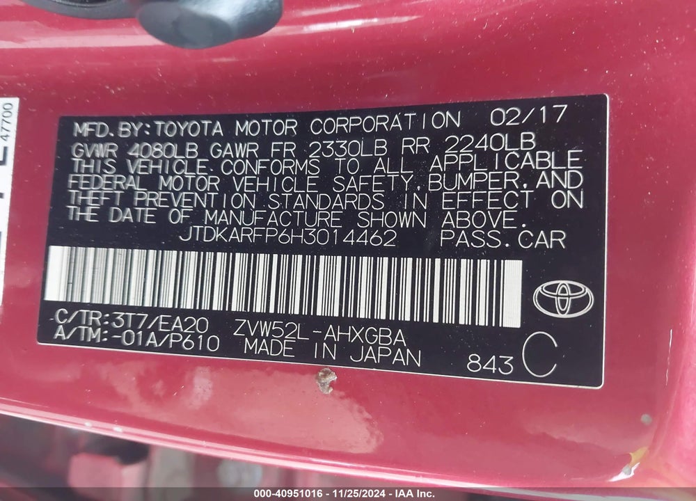 2017 TOYOTA PRIUS PRIME PREMIUM VIN: JTDKARFP6H3014462