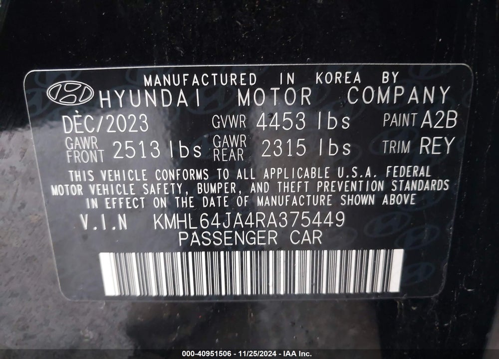 2024 HYUNDAI SONATA SEL VIN: KMHL64JA4RA375449