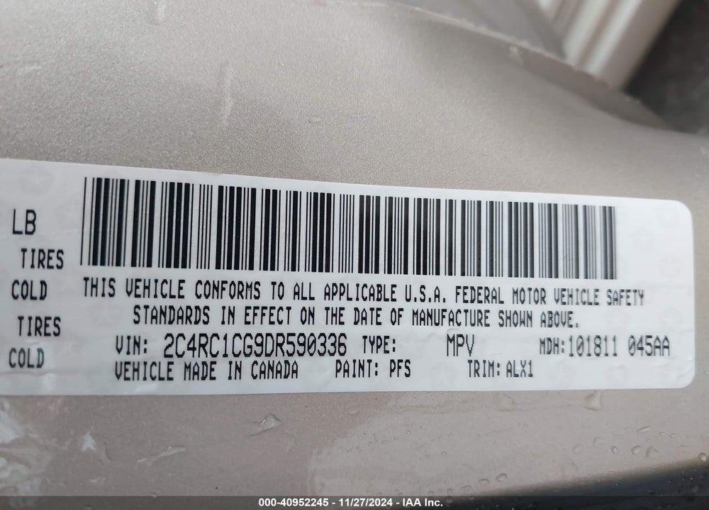 2013 CHRYSLER TOWN & COUNTRY TOURING-L VIN: 2C4RC1CG9DR590336