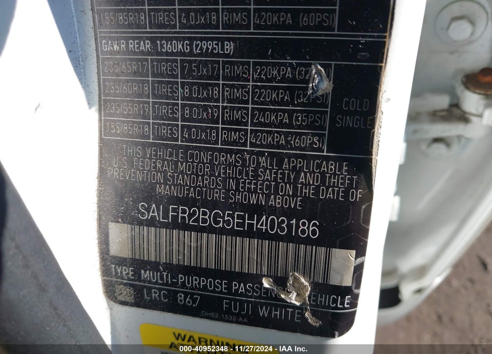 2014 LAND ROVER LR2 VIN: SALFR2BG5EH403186