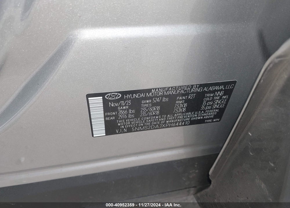 2023 HYUNDAI SANTA FE SEL VIN: 5NMS2DAJXPH644410
