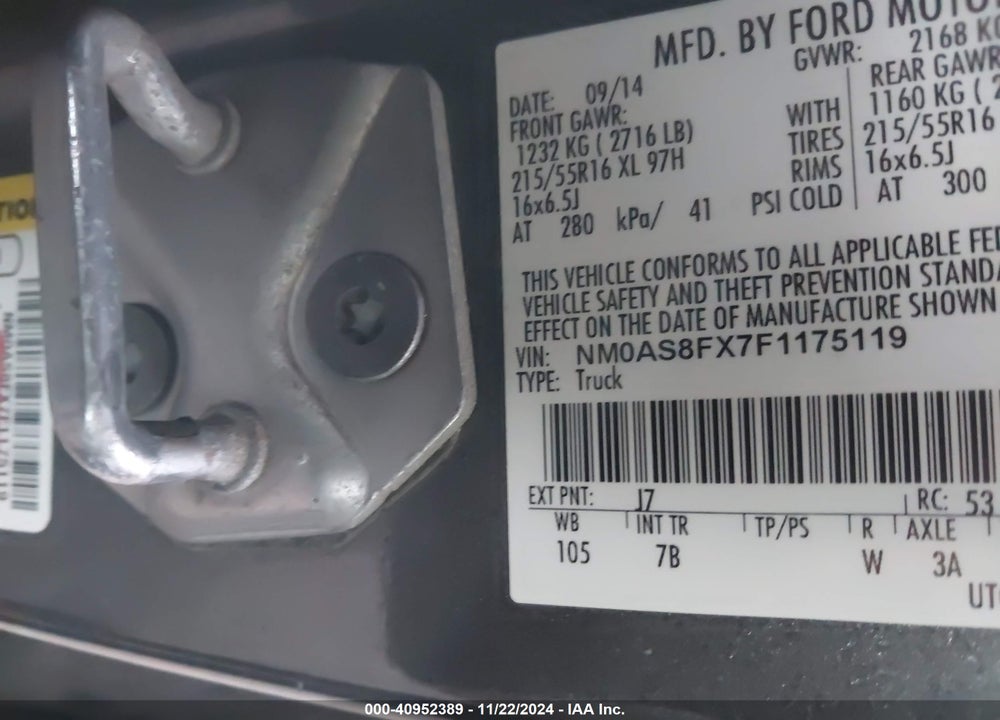 2015 FORD TRANSIT CONNECT XLT VIN: NM0AS8FX7F1175119