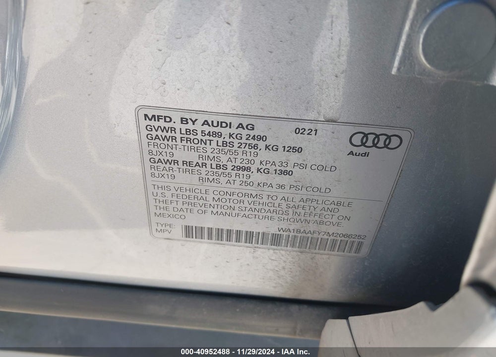 2021 AUDI Q5 PREMIUM PLUS 45 TFSI QUATTRO S TRONIC VIN: WA1BAAFY7M2066252