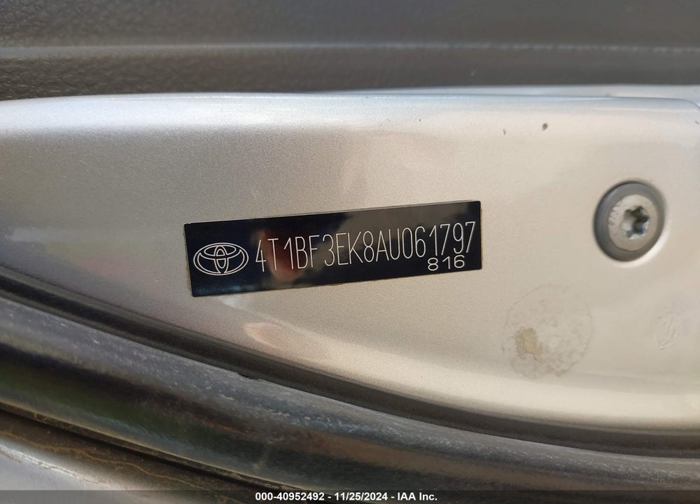 2010 TOYOTA CAMRY SE VIN: 4T1BF3EK8AU061797