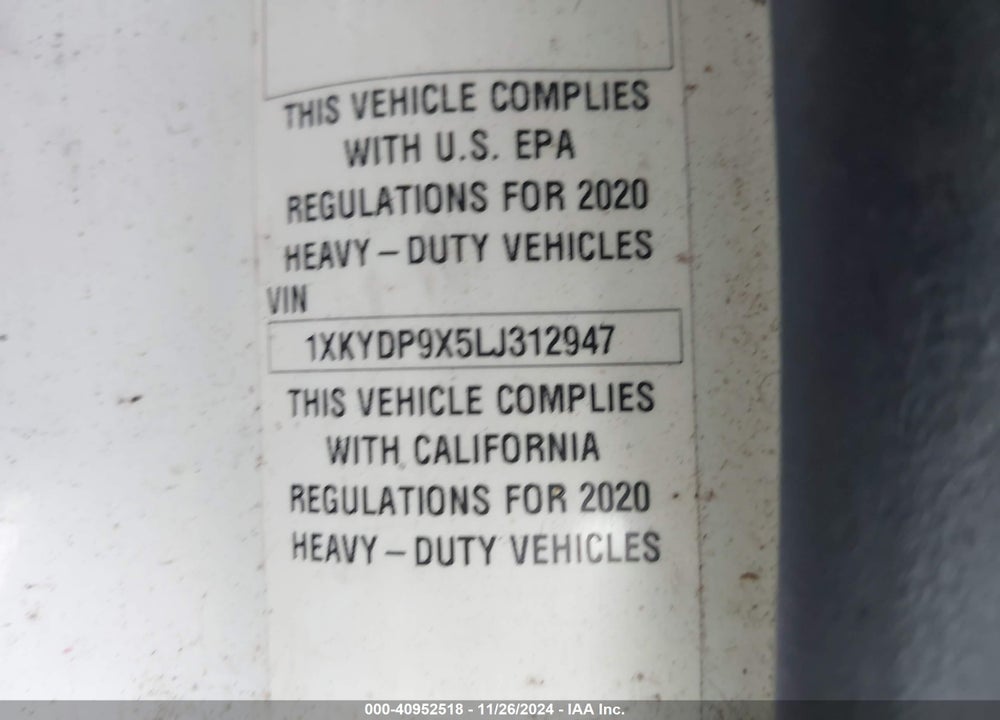 2020 KENWORTH T680 VIN: 1XKYDP9X5LJ312947